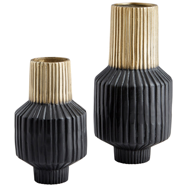 Allumage Vase in Matt Black and Gold