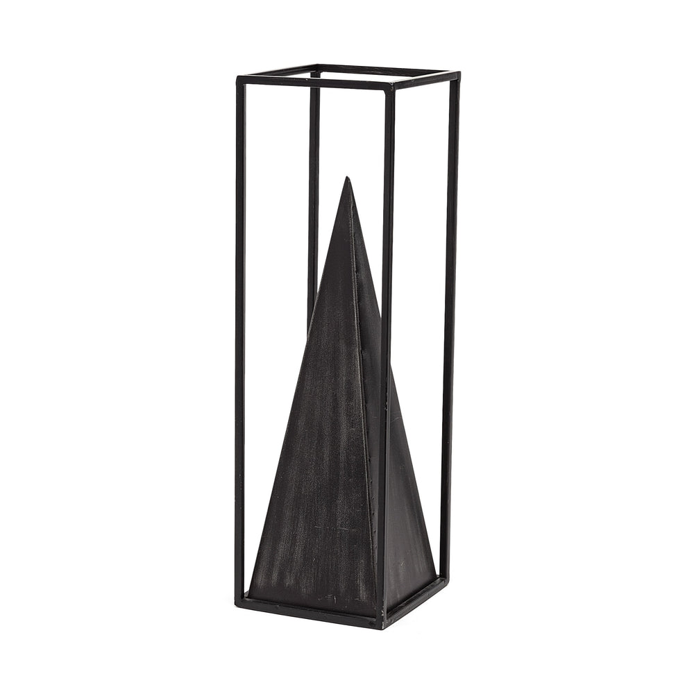 Memphis I (Large) 5L x 5W Black Metal Pyramid In A Square Frame