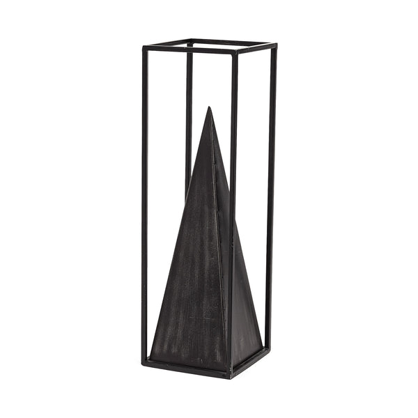Memphis I (Large) 5L x 5W Black Metal Pyramid In A Square Frame