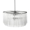 Anna (26"x14") Hanging Gun-Metal w/ Clear Glass Rods Six Bulb Chandelier