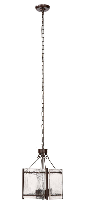 Glenn Small Square Metal 4-Light Chandelier, Bronze