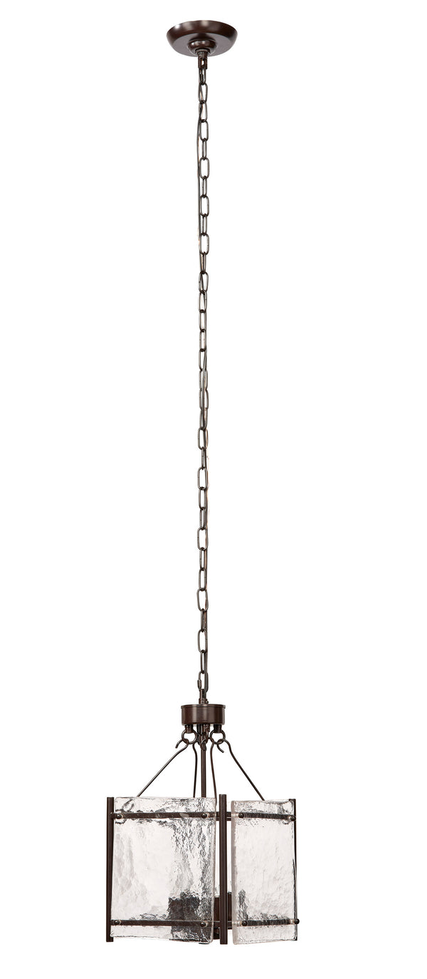 Glenn Small Square Metal 4-Light Chandelier, Bronze