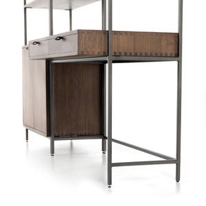 Trey Modular Wall Desk W/ 1 Bookcase - Auburn Poplar