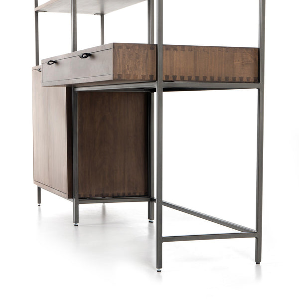 Trey Modular Wall Desk W/ 1 Bookcase - Auburn Poplar