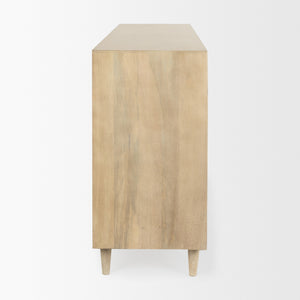 Tucker Light Brown Wood w/ Carved Arch Pattern 4 Door Sideboard