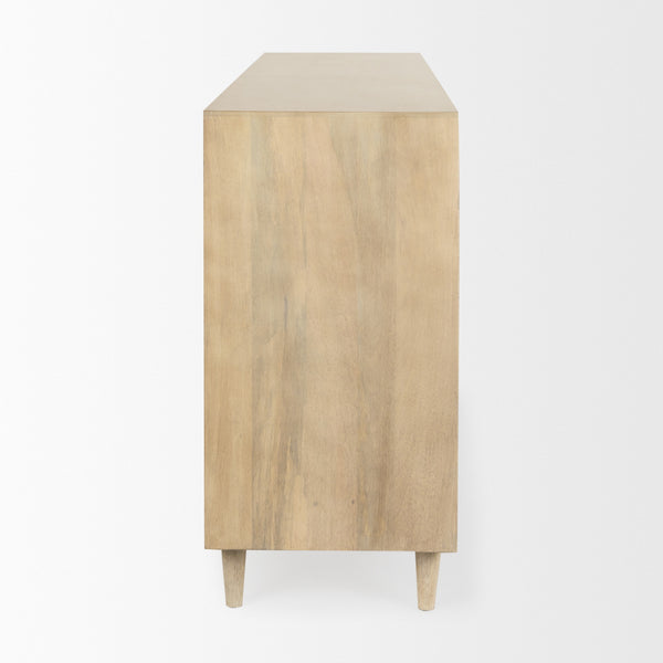 Tucker Light Brown Wood w/ Carved Arch Pattern 4 Door Sideboard