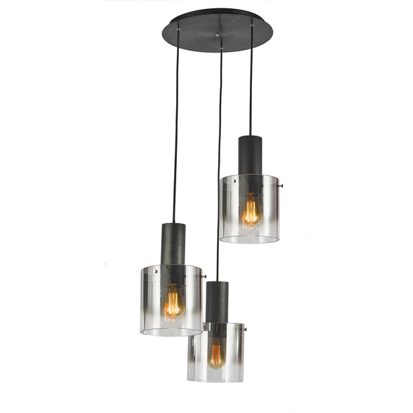 Henley AC11523SM Pendant in Satin Black & Smoke Glass