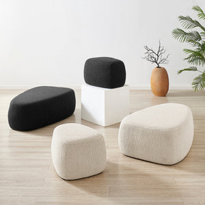 Carlese Boucle Big Ottoman, Palladian Charcoal