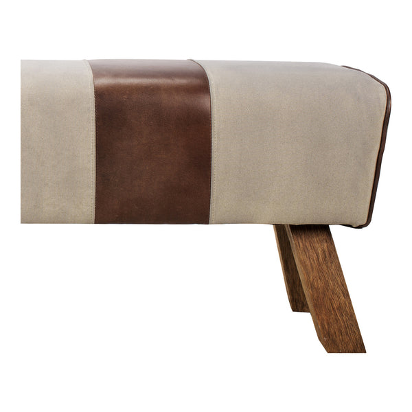Moe's Pommel Leather & Canvas Bench 18" High