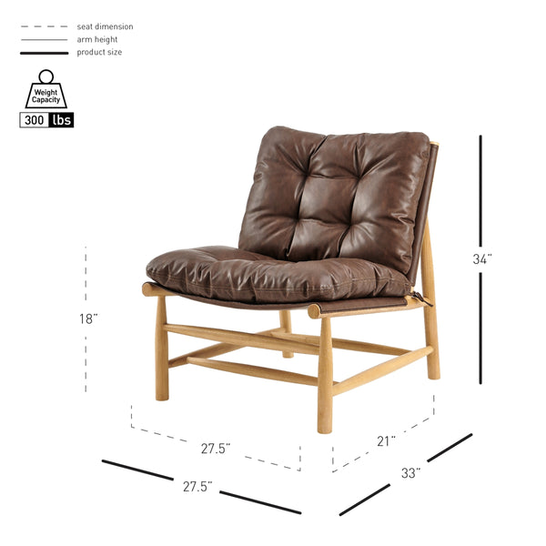 Oswald Faux Leather Tufted Accent Chair, Casa Brown