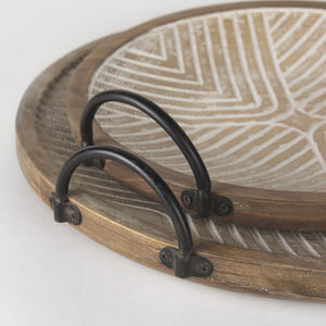 Jamila 16.9L x 16.8W x 43.3H Set of 2 Brown Wooden Tray