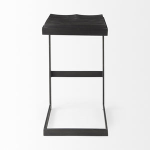 Kiran 17L x 17W x 30H Black Wood W/ Black Metal Base C-Shape Bar Stool