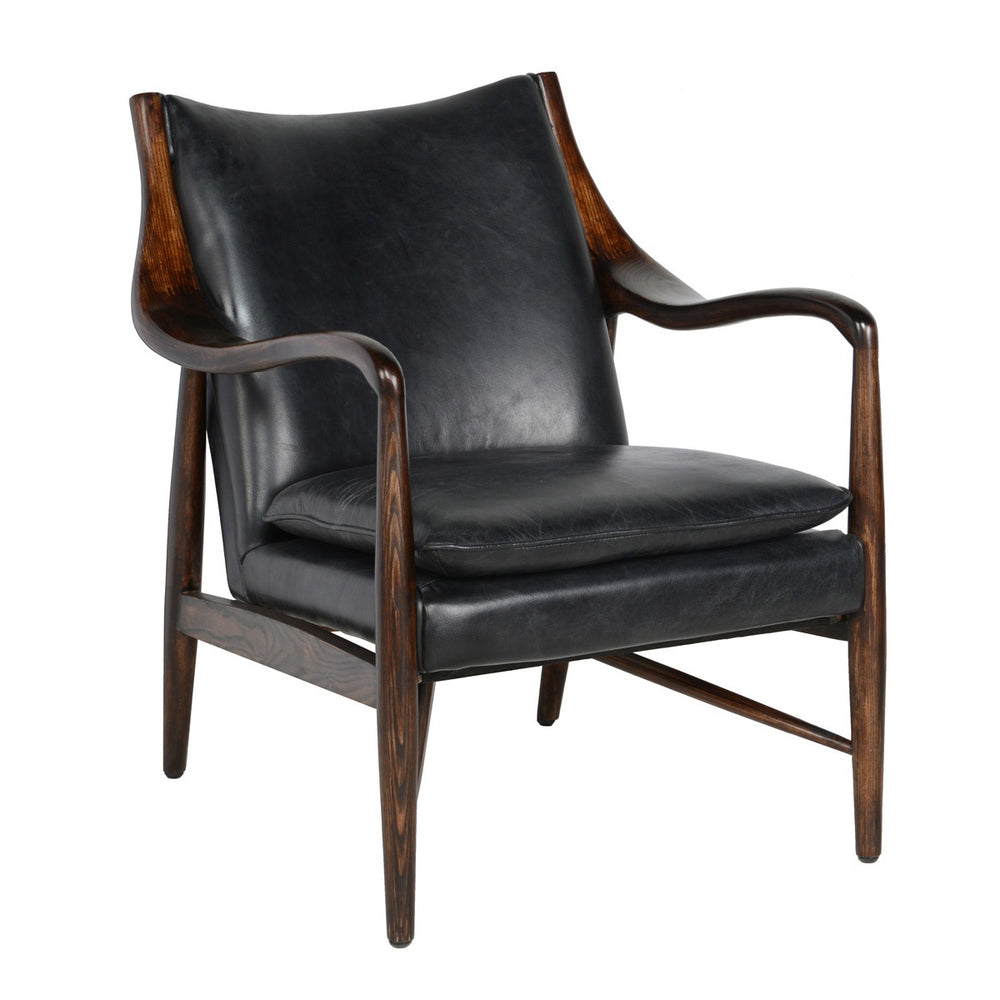 Kiannah Leather Club Chair in Jet Black