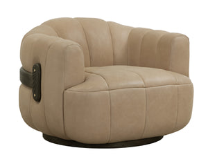 TADEO SWIVEL ARMCHAIR - DARK BROWN - SAHARA SAND LEATHER