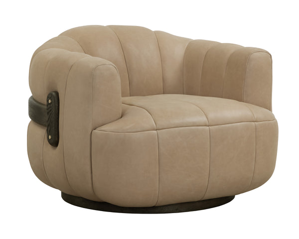 TADEO SWIVEL ARMCHAIR - DARK BROWN - SAHARA SAND LEATHER