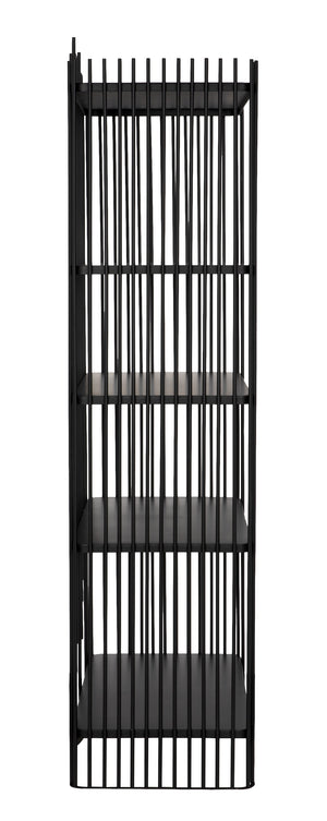 Mila Industrial Steel Bookcase in Matte Black