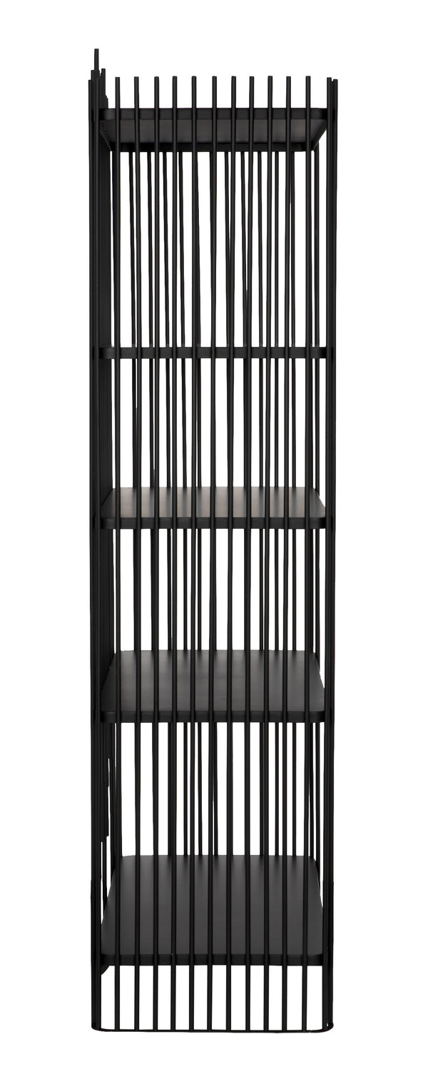 Mila Industrial Steel Bookcase in Matte Black