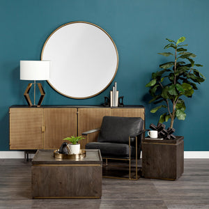 Newsome II 79Lx16Wx33H Black and Gold Metal 4 Cabinet Door Sideboard