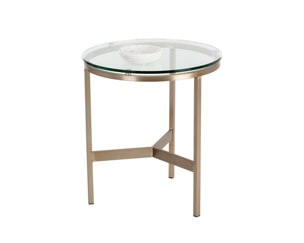 FLATO END TABLE - ANTIQUE BRASS