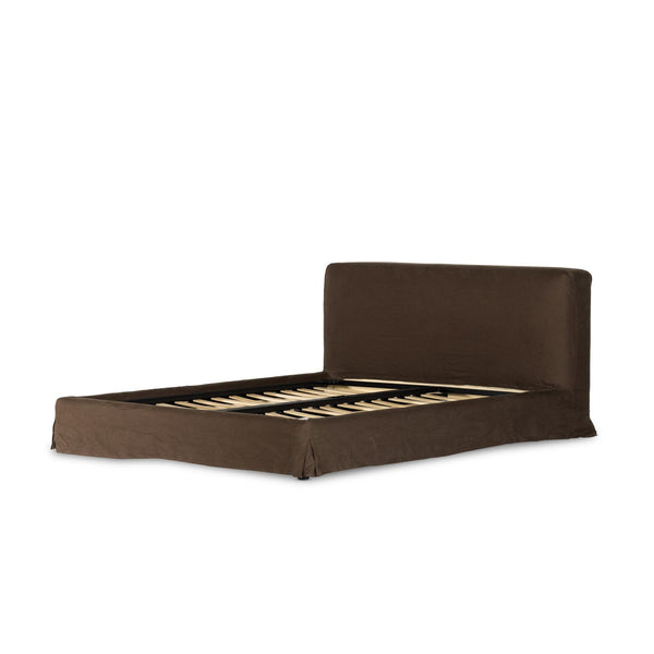 Aidan Slipcover King Bed - Brussels Coffee
