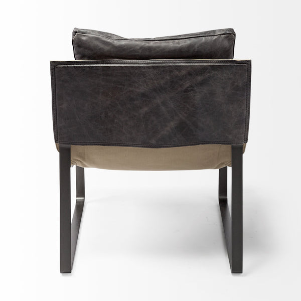 Hornet II Black Leather Body Metal Frame Accent Chair