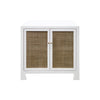 CANE CABINET W. BRASS HARDWARE IN WH LACQUER