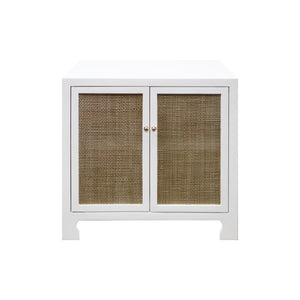 CANE CABINET W. BRASS HARDWARE IN WH LACQUER
