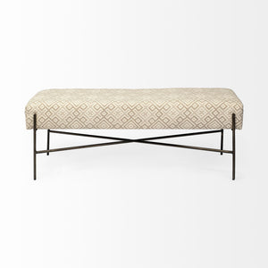 Avery II 55L x 17W Off White Upholstered Seat With Metal Base Accent Bench