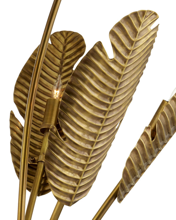 Tropical Grande Floor Lamp In Vintage Brass & Black