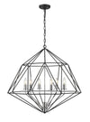 Geo 6 Light Chandelier in Matte Black + Chrome Finish