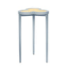 CLOVER CIGAR TABLE WITH REVERSIBLE LACQUER AND NATURAL GRASSCLOTH TOP IN MATTE LIGHT BLUE LACQUER