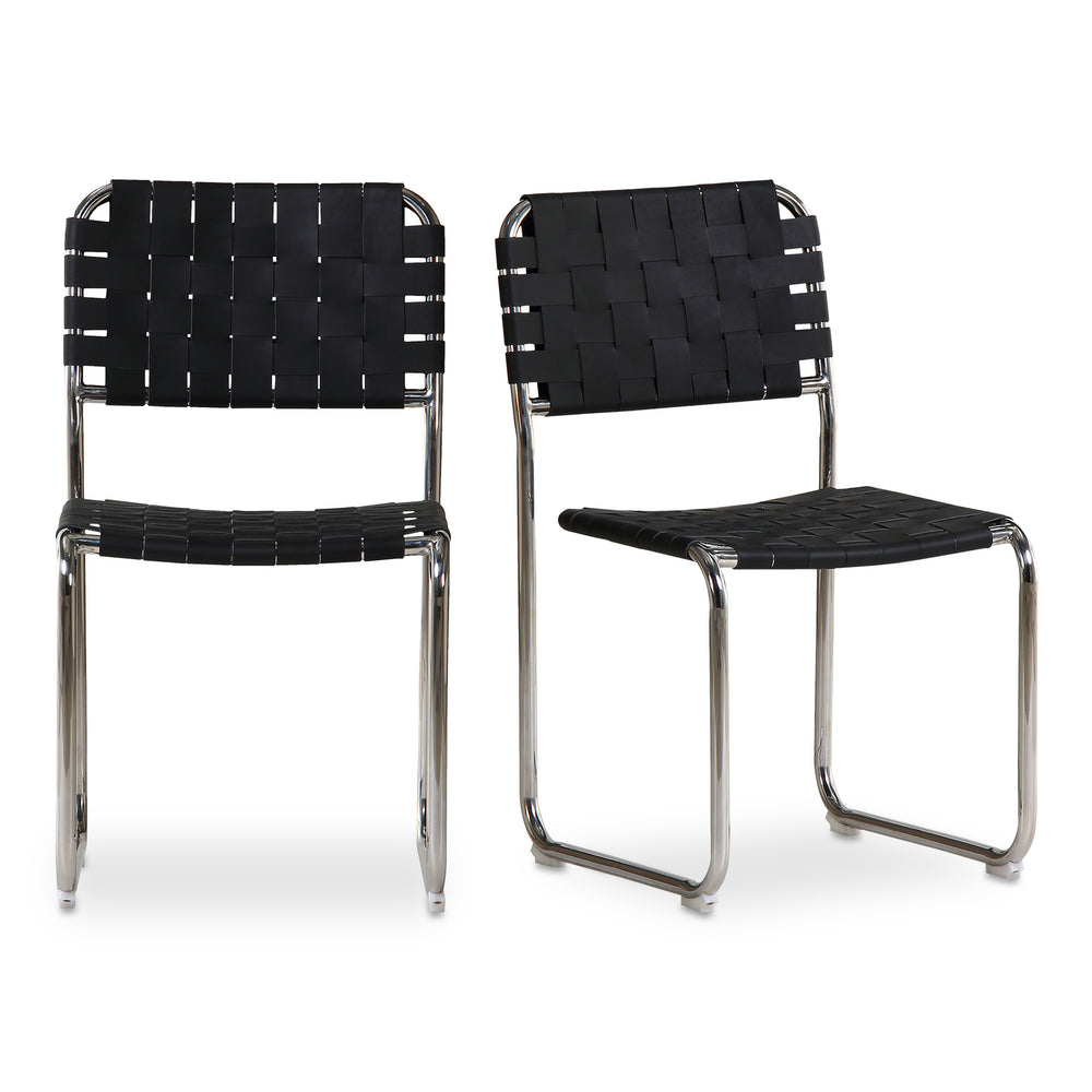 Moe's Moma Dining Chair Set - Black Leather