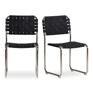Moe's Moma Dining Chair Set - Black Leather