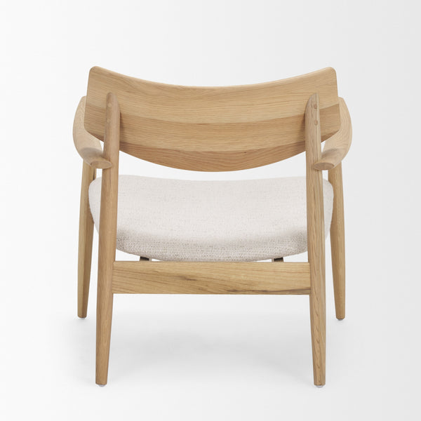 Haggen Light Brown Oak Wood w/ Cream Fabric Accent Chair