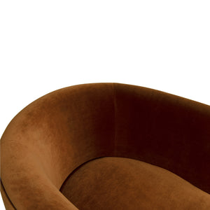 THREE LEG FULLY UPHOLSTERED BARREL CHAIR IN RUST VELVET