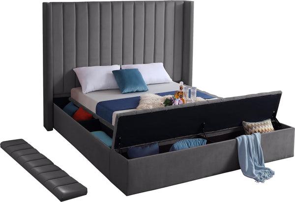 Joanne King Bed In Grey Velvet