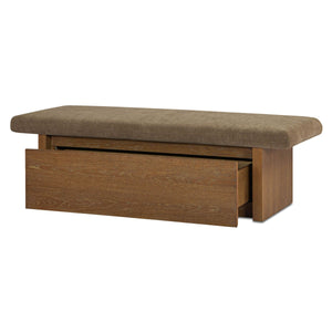 Gemma Storage Bench in Taupe Chenille