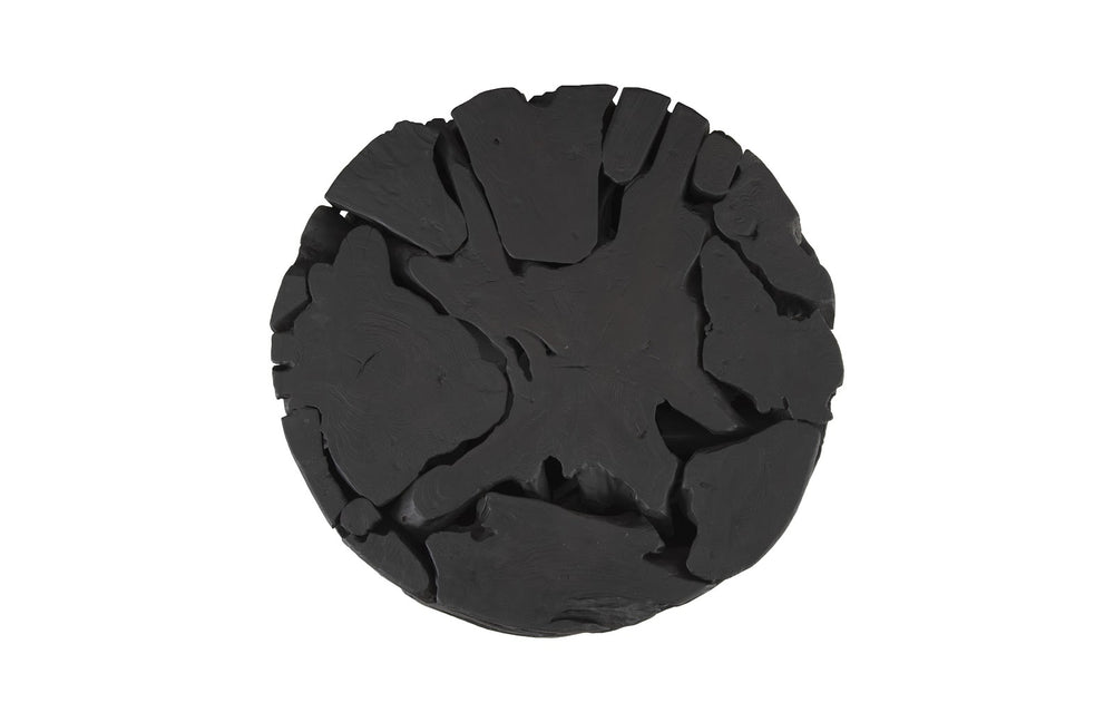 Teak Chunk Round Coffee Table, Black
