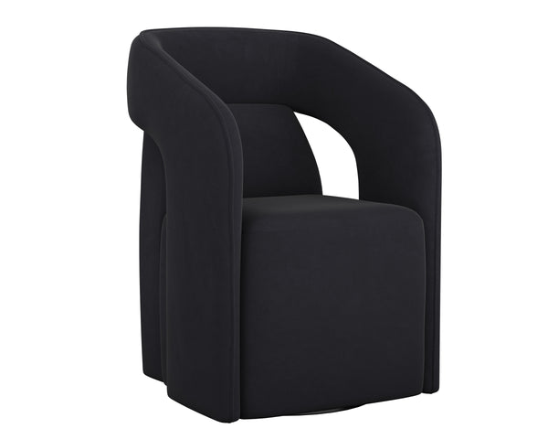 KENDRICK WHEELED DINING ARMCHAIR - ABBINGTON BLACK