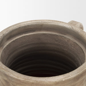 Tulsi Tall Matte Earth Brown Ceramic Floor Vase
