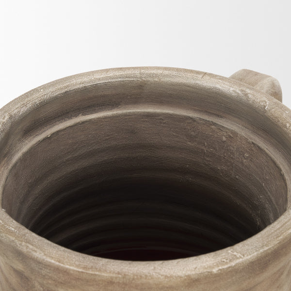 Tulsi Tall Matte Earth Brown Ceramic Floor Vase