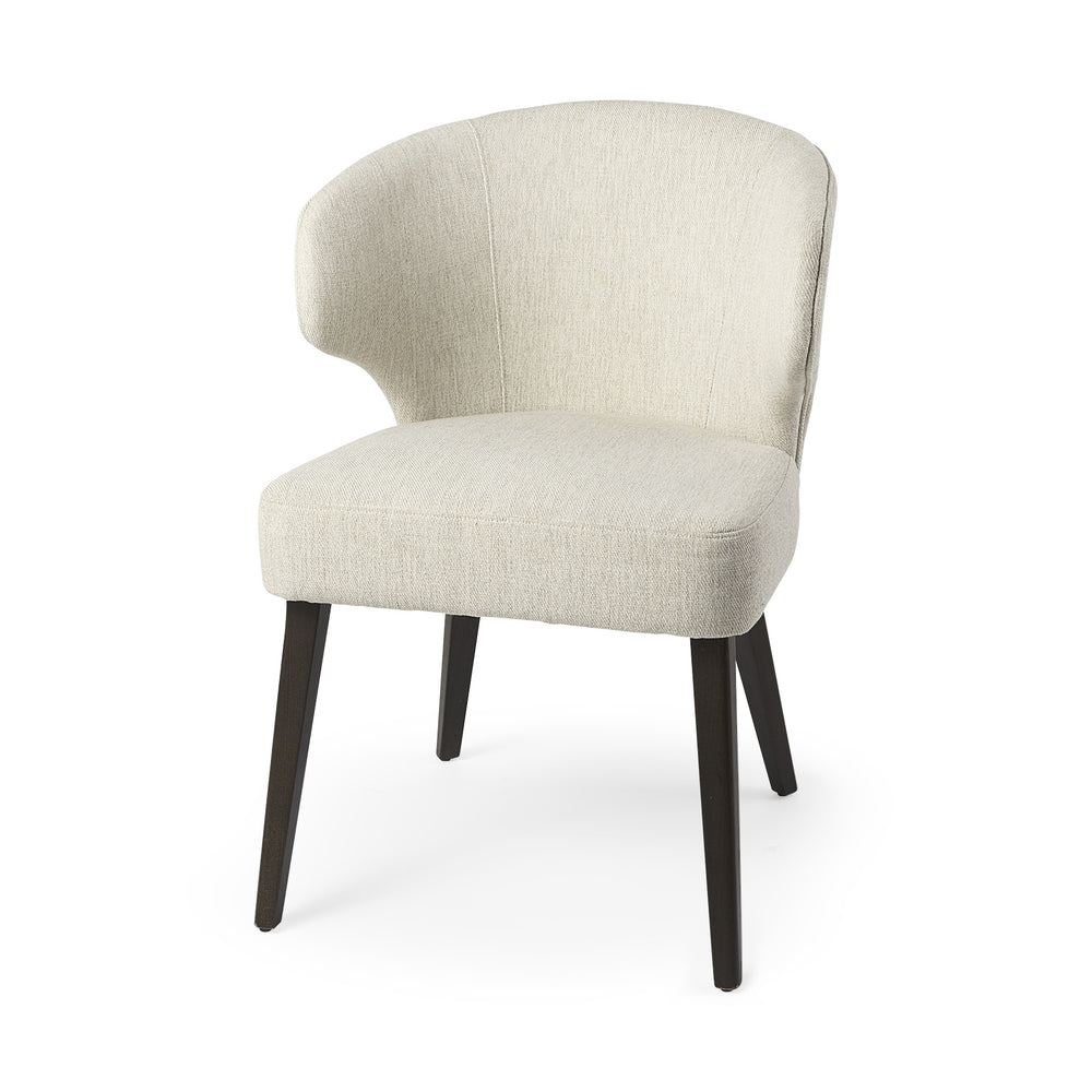 Niles 22.5L x 24.0W x 32.0H Cream Fabric Seat W/ Dark Brown Wooden Legs Wingback Dining Chair