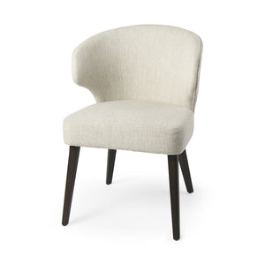 Niles 22.5L x 24.0W x 32.0H Cream Fabric Seat W/ Dark Brown Wooden Legs Wingback Dining Chair