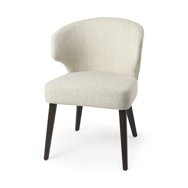 Niles 22.5L x 24.0W x 32.0H Cream Fabric Seat W/ Dark Brown Wooden Legs Wingback Dining Chair