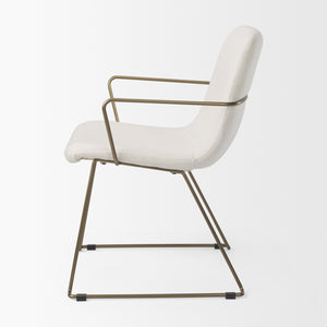 Sawyer Cream Fabric Wrap Gold Metal Frame Dining Chair