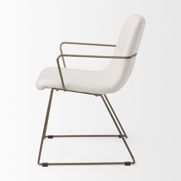 Sawyer Cream Fabric Wrap Gold Metal Frame Dining Chair