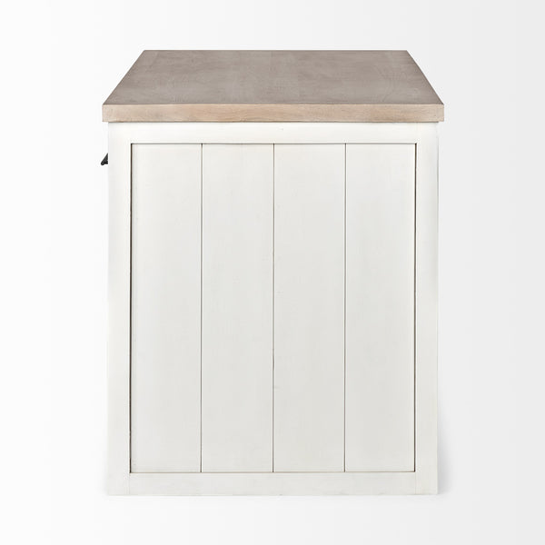Fairview II White and Brown Two-Tone Stain Solid Wood Kitchen Island