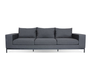 Jericho Sofa in charcoal sunbrella fabric with black frame