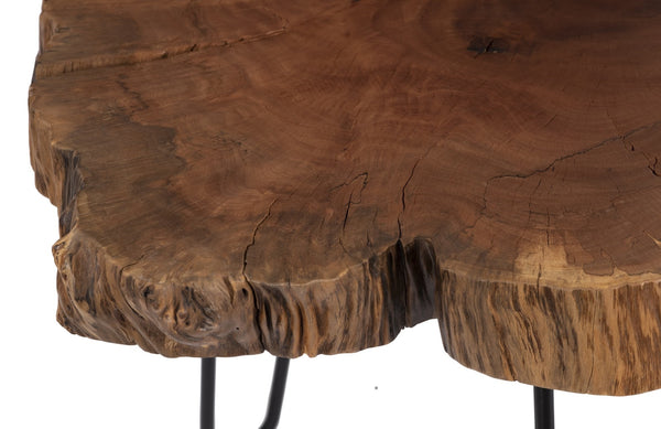 Burled Coffee Table, Black Metal Legs, Smallall
