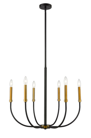 Haylie 6 Light Chandelier in Matte Black + Olde Brass Finish